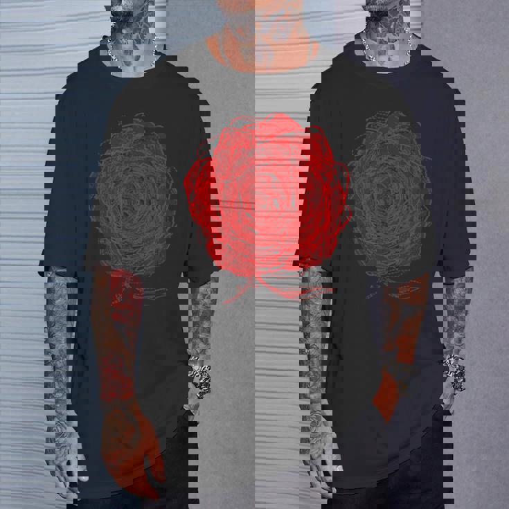 薔薇 花 メンズ レディース 半袖 ロック おしゃれ かっこいい ワイルド 大きいサイズ プリント 黒 ローザス Tシャツ 彼への贈り物