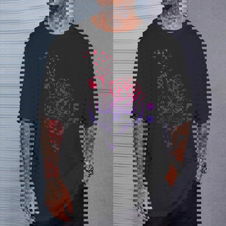 薔薇の花 ピアノ ミュージシャン 音符 ラブミュージ Tシャツ 彼への贈り物