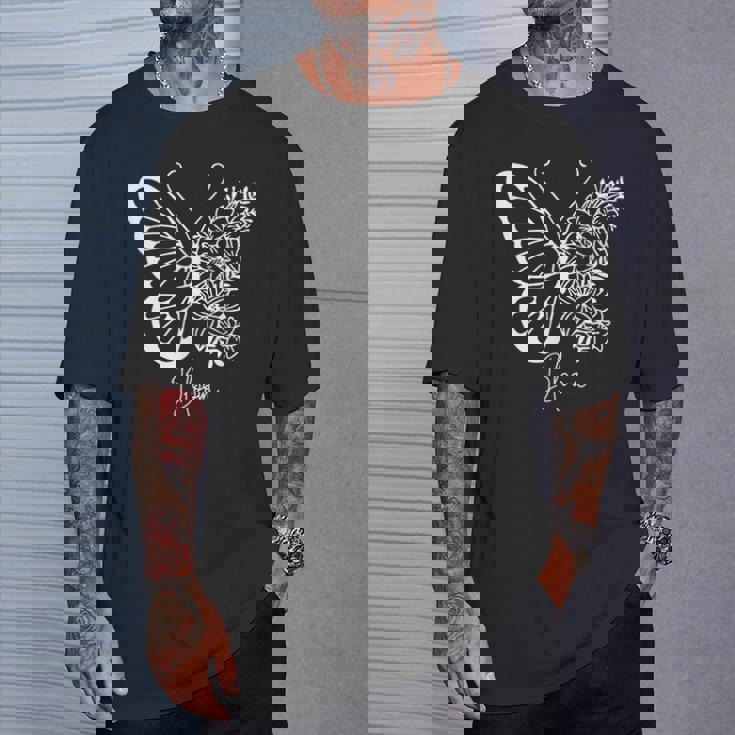 蝶と花、熱帯の花と蝶 Tシャツ 彼への贈り物