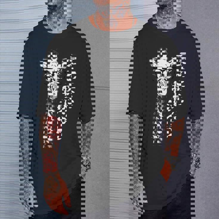 褒めたら伸びるタイプ キリン サングラス ギャグ ジョーク ダジャレ 趣味 おもしろ ネタ Tシャツ 彼への贈り物