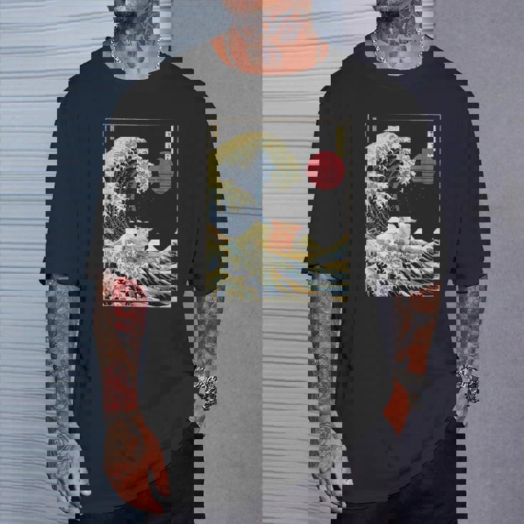 豚 神奈川 波 おもしろ サーフ 動物 Tシャツ 彼への贈り物