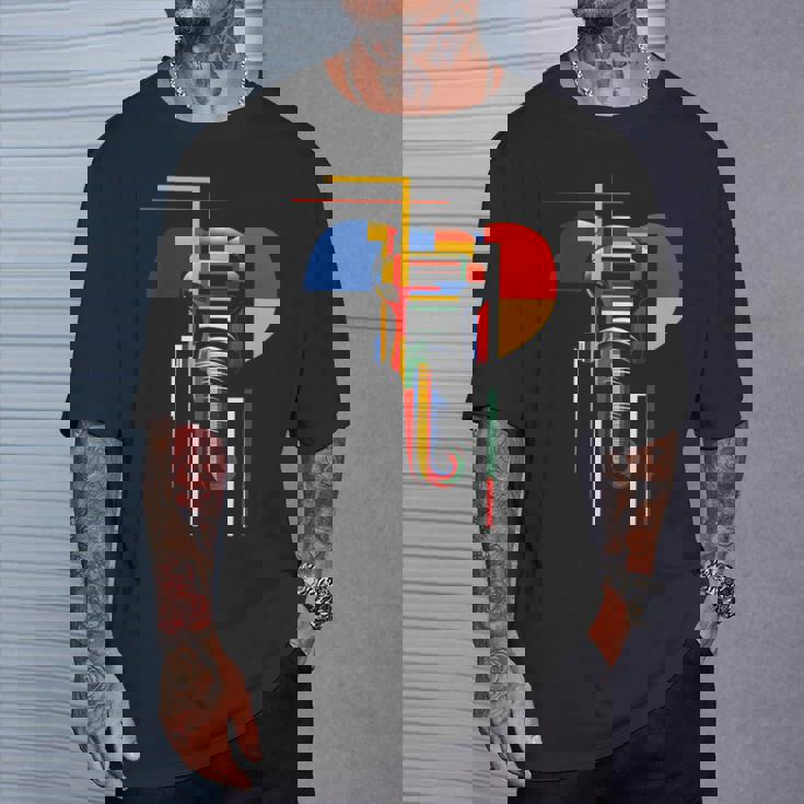 象 抽象 動物 アート 幾何学模様 グラフィック 象 Tシャツ 彼への贈り物