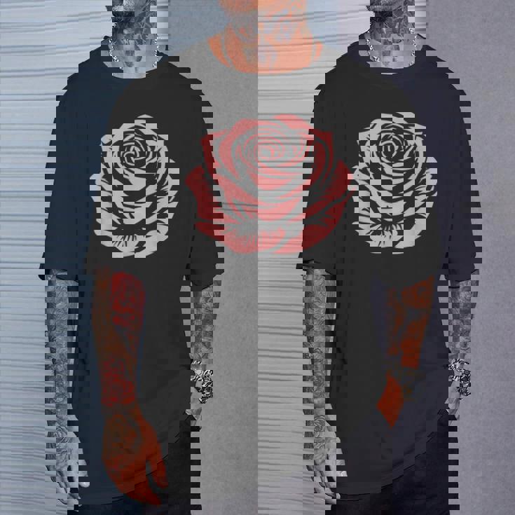 赤 バラ 花 バラの頭 庭 夏 Rose Red Flower Roses Tシャツ 彼への贈り物