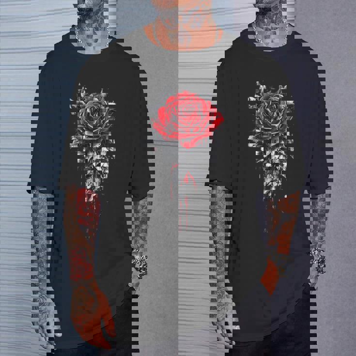 赤いバラ 花 ボタニスト 庭 花 バラ Tシャツ 彼への贈り物