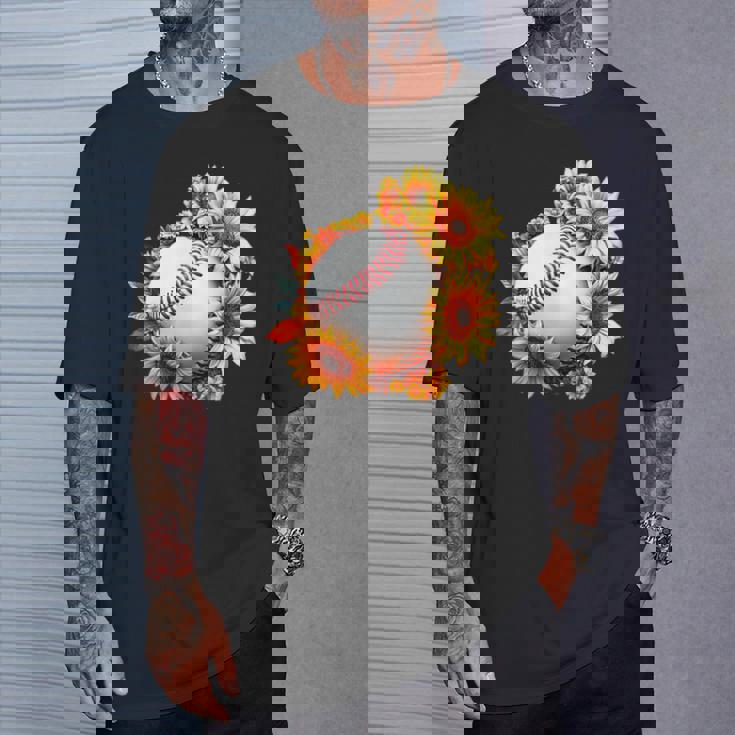 野球 面白いtシャツ ベースボール おもしろ ひまわり 花柄 服 ネタ メンズ 野球部 おもしろグッズ 子供 Tシャツ 彼への贈り物