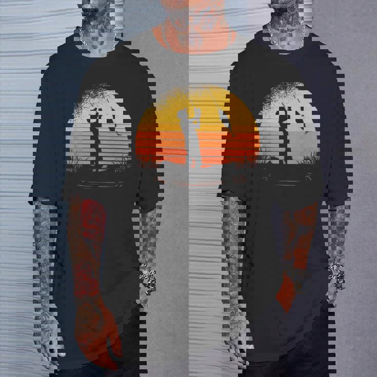 釣り人日没漁師釣り竿 Tシャツ 彼への贈り物