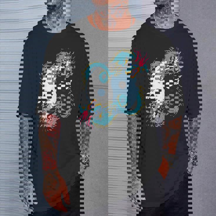 陰陽太極拳ドラゴンデザイン 瞑想用 太極拳 Tシャツ 彼への贈り物