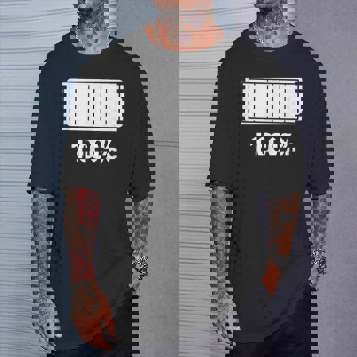 電池【100】バッテリー おもしろ 面白い ギャグ ネタ ウケ狙い 笑える ユーモア お笑い 個性的な Tシャツ 彼への贈り物