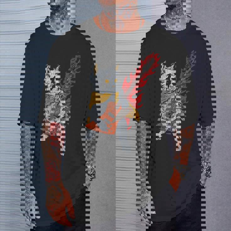 面白い ベースシスト 猫 ギフト ファイヤー 楽器 ベース ギター Tシャツ 彼への贈り物