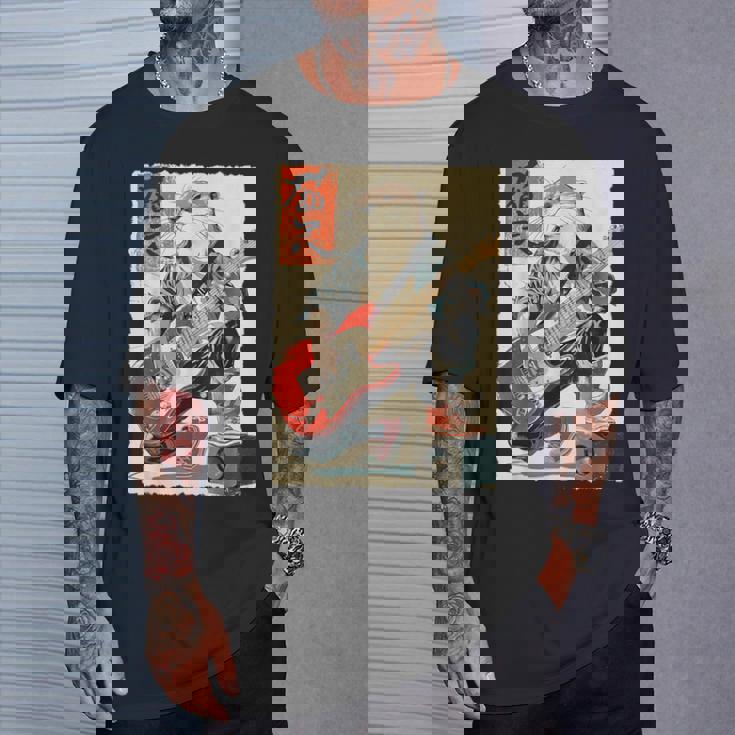 面白い 漫画 アニメ 日本美術 カワウソ ギターを弾く ロック Tシャツ 彼への贈り物