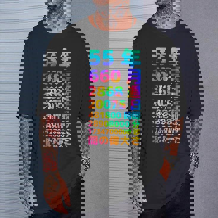 面白い55歳の誕生日の古いメーター 面白い55歳のギフト 女性 男性 面白い電卓 55歳の誕生日のギフト Tシャツ 彼への贈り物