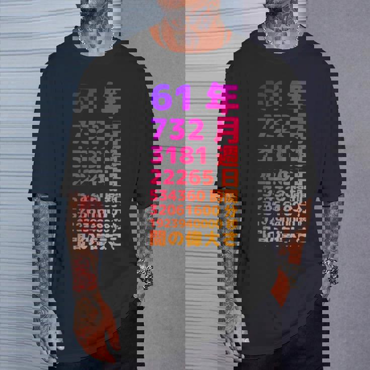 面白い61歳の誕生日の古いメーター 面白い61歳のギフト 女性 男性 面白い電卓 61歳の誕生日のギフト Tシャツ 彼への贈り物