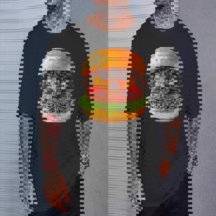 面白いtシャツ ダックスフンド 犬 ハンバーガー メンズ グッズ かわいい おもしろ 面白い 服 ネタ Tシャツ 彼への贈り物