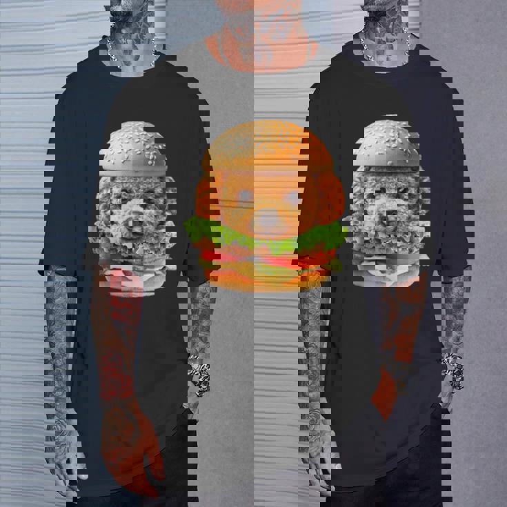 面白いtシャツ トイプードル 犬 ハンバーガー メンズ 犬好き グッズ かわいい おもしろ 面白い 服 ネタ Tシャツ 彼への贈り物