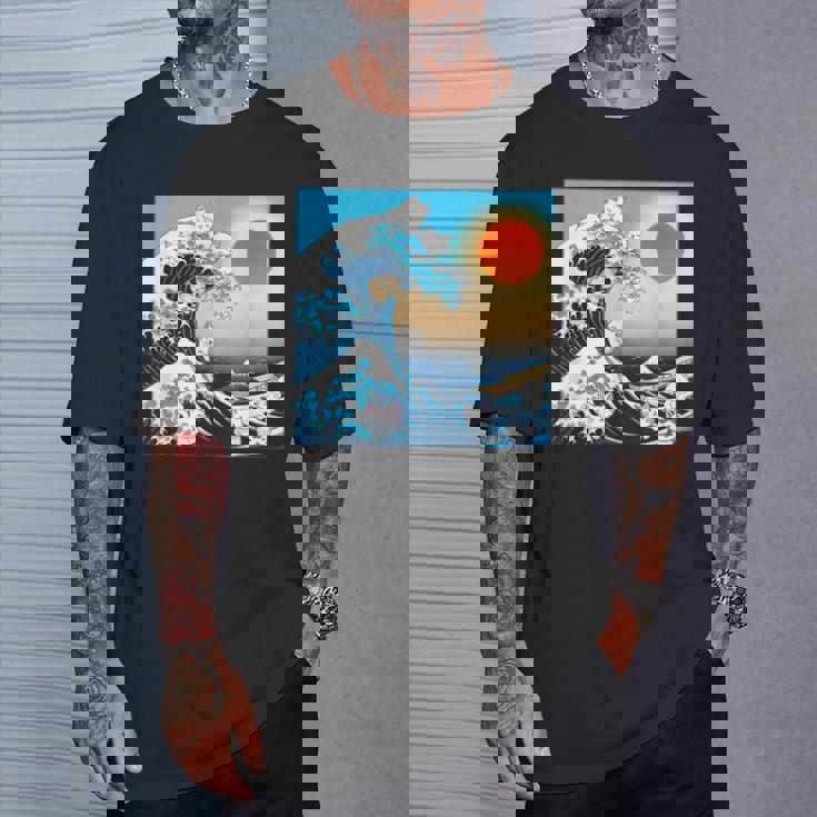 面白いtシャツ 猫 ネコ 浮世絵 海 メンズ 猫好き グッズ おもしろ 面白い 服 ネタ にゃんこ 猫の下僕 Tシャツ 彼への贈り物