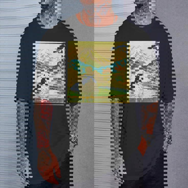 面白いtシャツ 猫 ネコ 温泉 メンズ 猫好き グッズ おもしろ 面白い 服 ネタ 猫の下僕 浮世絵 Tシャツ 彼への贈り物