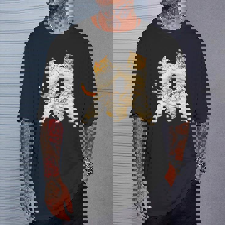 面白いtシャツ 猫 柔道 ネコ メンズ 猫好き グッズ おもしろ 面白い 服 ネタ にゃんこ 猫の下僕 柔術 Tシャツ 彼への贈り物