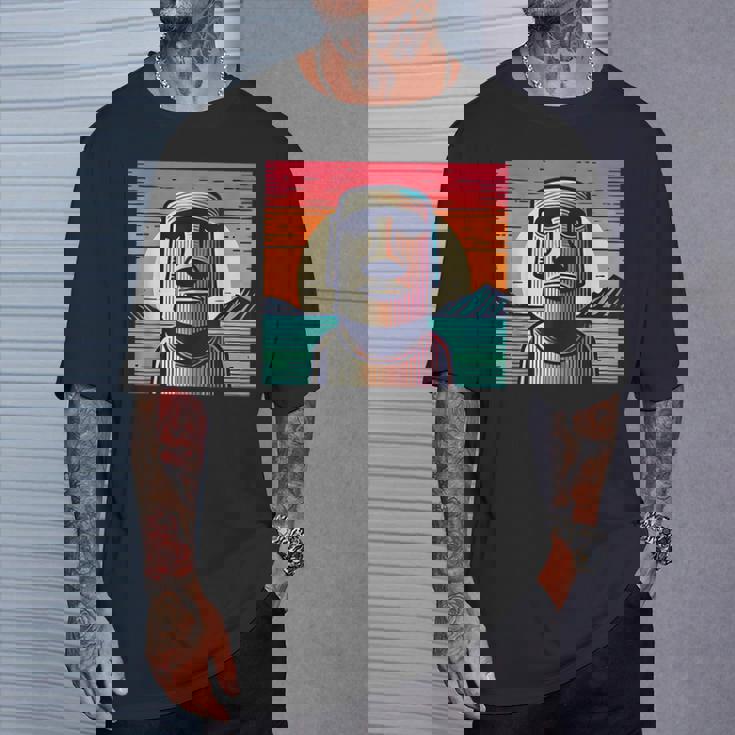 面白いイースター島像 レトロなモアイヘッドラパヌイv3 Tシャツ 彼への贈り物