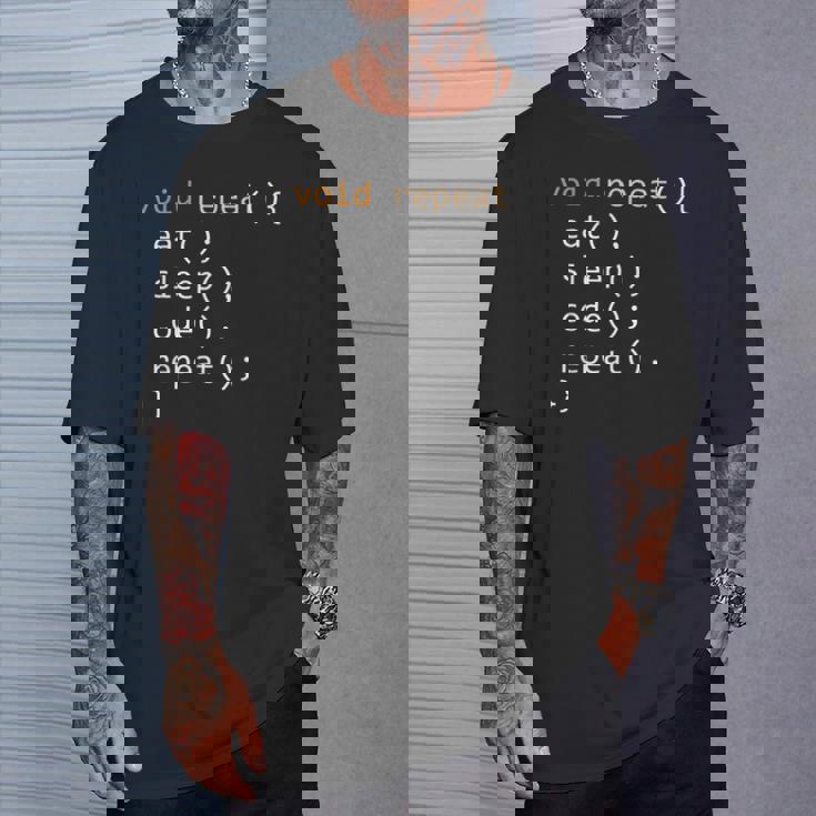 面白いコーディングシャツ Java 再帰 Eat Codeleep Repeat Tシャツ 彼への贈り物