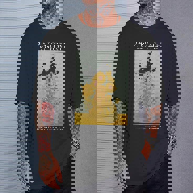 面白いゴッホ ひまわり 猫 ミーム ゴッホ アートグラフィック Tシャツ 彼への贈り物