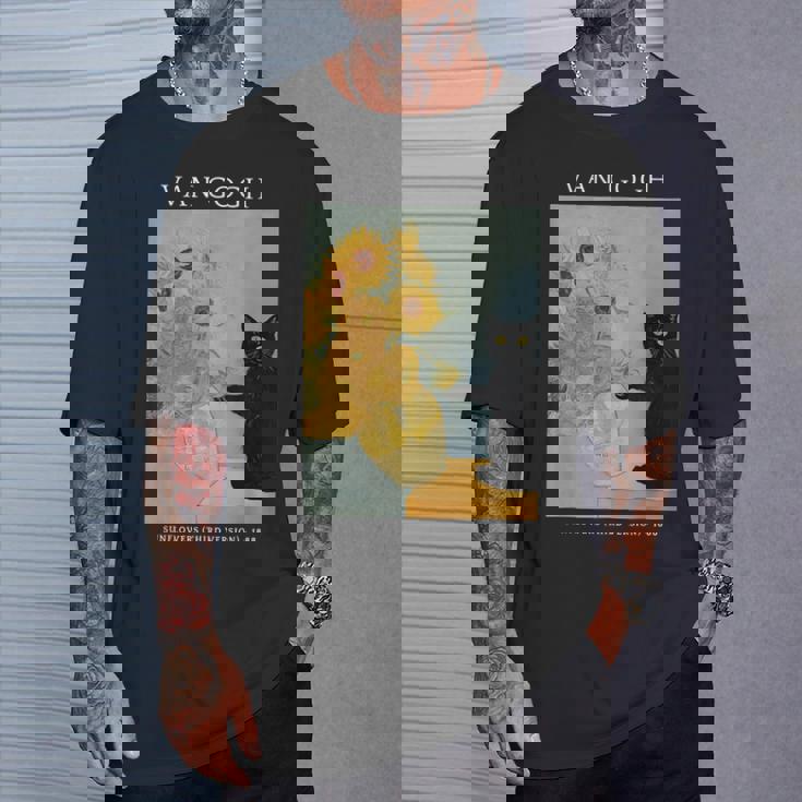 面白いゴッホ ひまわり 猫 ミーム ゴッホ アート Tシャツ 彼への贈り物