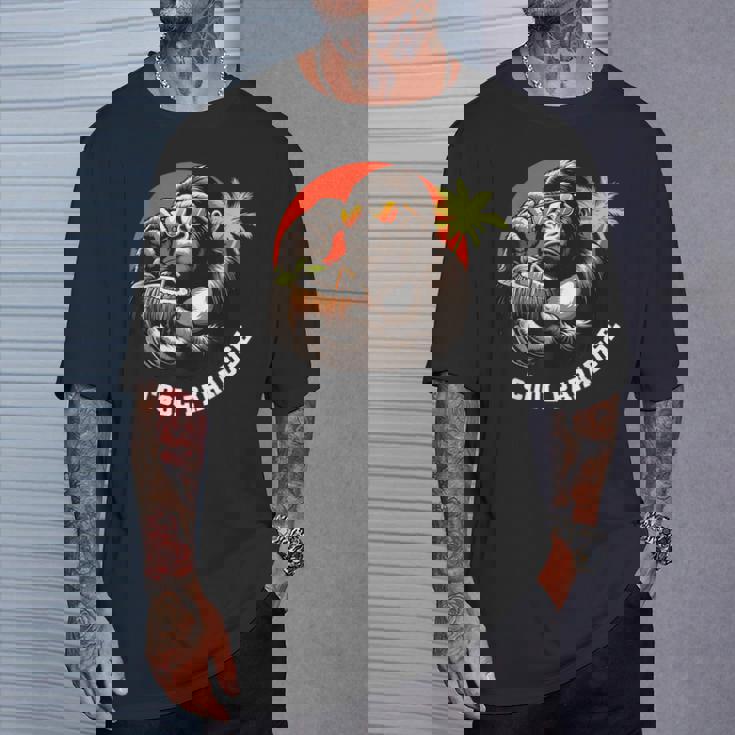 面白いゴリラココナッツグラフィックデザインギフトアイデア Tシャツ 彼への贈り物