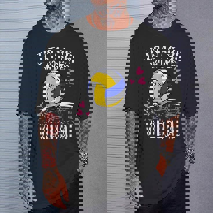 面白いバレーボール愛好家バレーボールを愛するただの女の子 Tシャツ 彼への贈り物