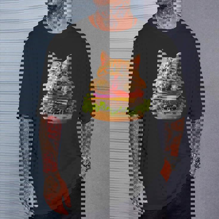 面白いファーストフードハンバーガー愛好家猫猫愛好家 Britishhorthair Burger Cat Food Tシャツ 彼への贈り物