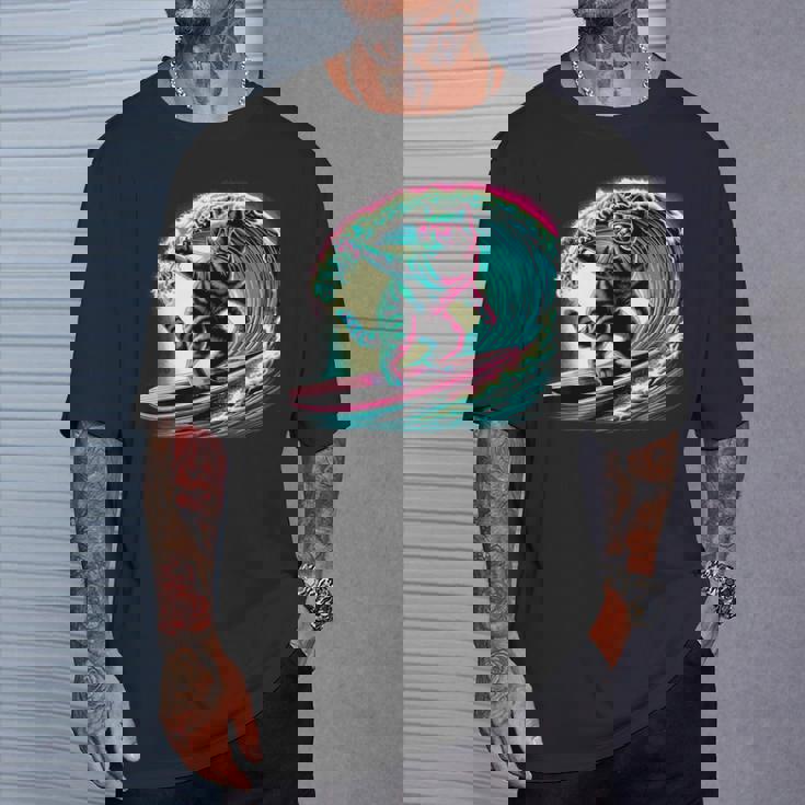 面白い猫 サーフィン ギフト 男性 女性 子供 面白い 猫 サーファー Tシャツ 彼への贈り物