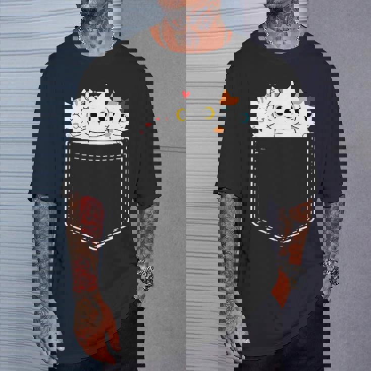 面白い猫 ポケット かわいい カワイイ キティ ラブ キャット ポケット付き Tシャツ 彼への贈り物