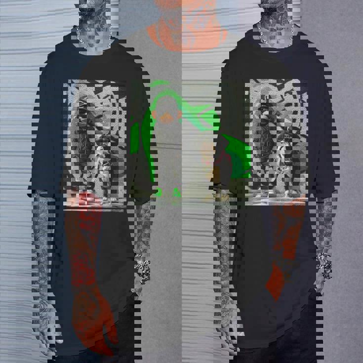 面白い猿と犬のグラフィックストリートウェアクールなデザイン 男性用 Tシャツ 彼への贈り物