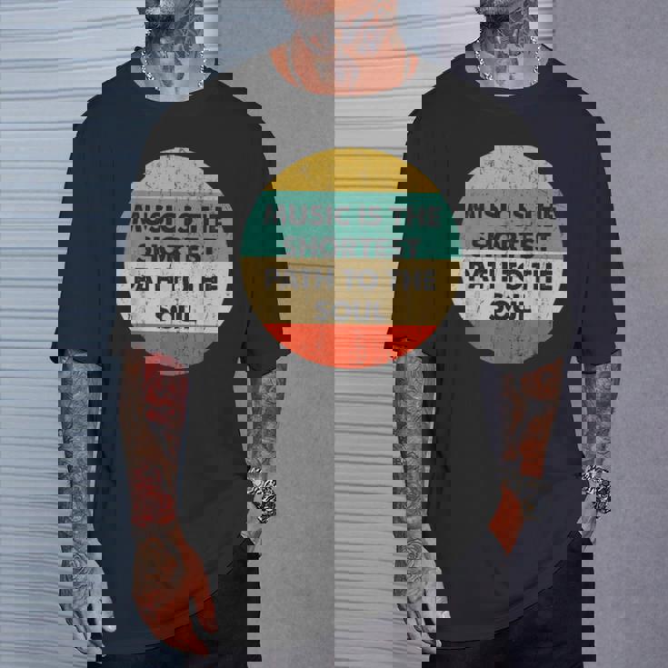 音楽は魂への最短の道 レトロミュージシャン アーティスト Tシャツ 彼への贈り物