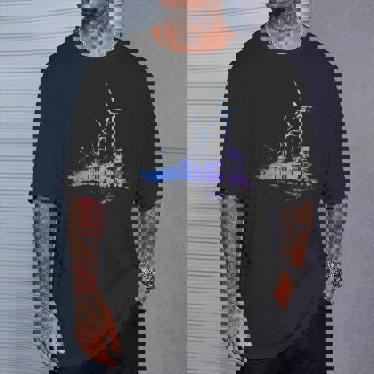 風力発電所 風車 タービン 再生可能エネルギー Tシャツ 彼への贈り物