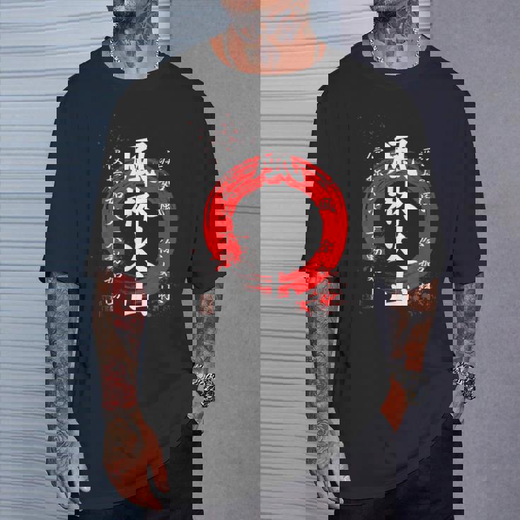 風林火山 武田信玄 武士漢字 赤円相 書道スタイル Tシャツ 彼への贈り物