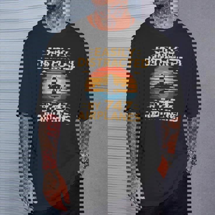 飛行機 簡単 気を取られる 747 飛行機 面白い パイロット Tシャツ 彼への贈り物