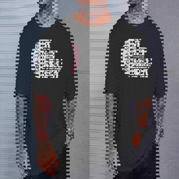 食べる、寝る、野球を繰り返す、野球選手、面白い、野球 Tシャツ 彼への贈り物