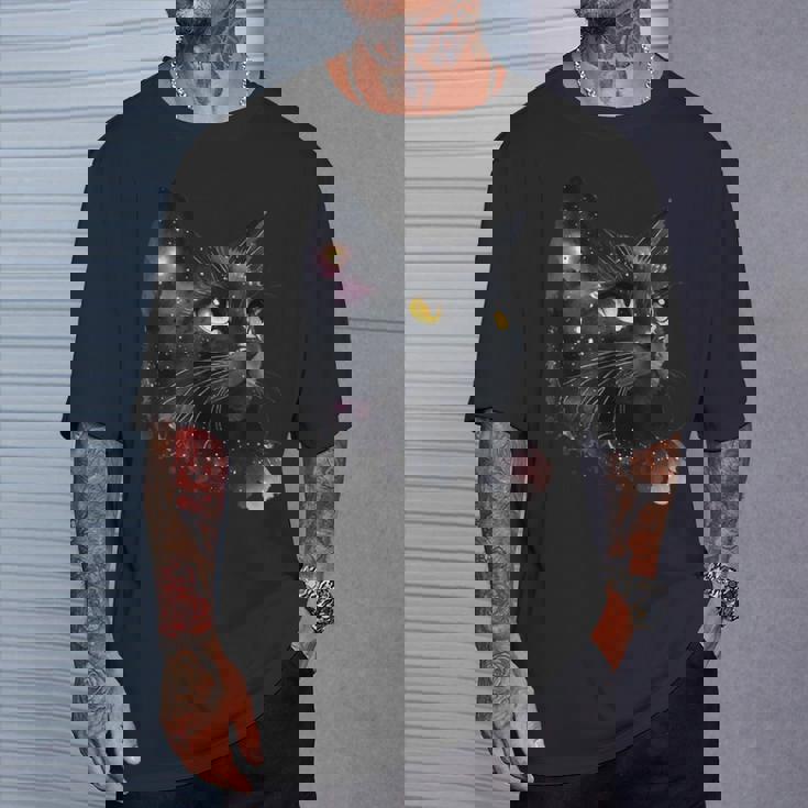 黒猫 黄色い目 猫の顔 子猫愛好家 Tシャツ 彼への贈り物