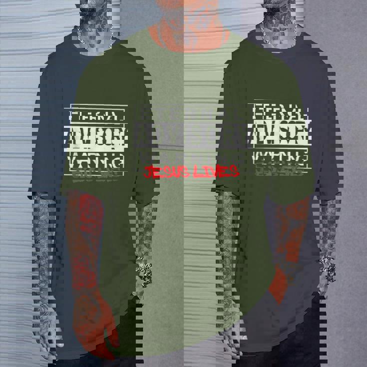 Eternal Advisory Warning Jesus Lives Cool Christmas Tシャツ 彼への贈り物