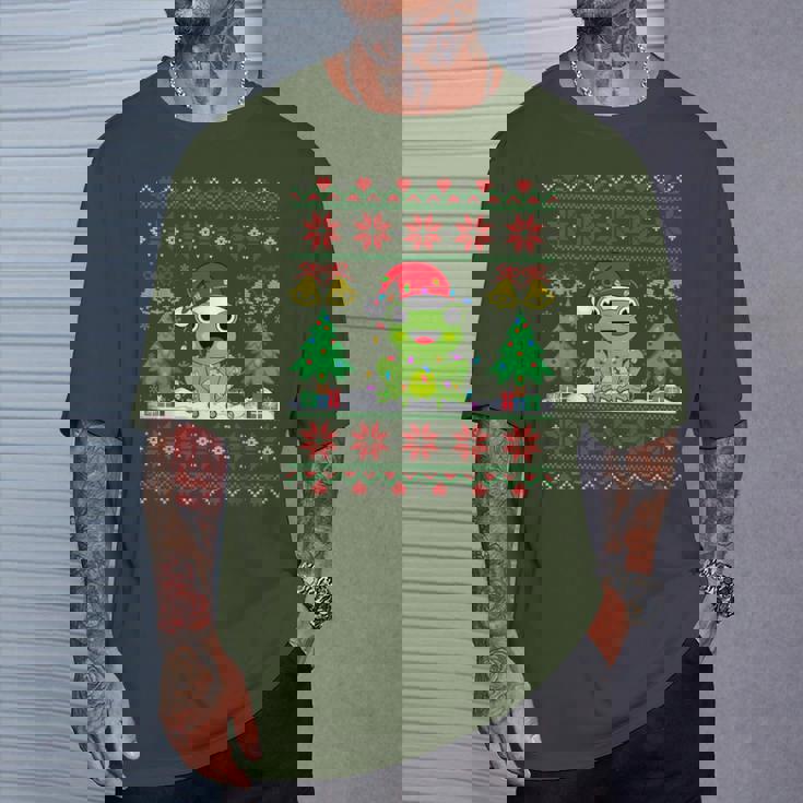 Frog Wearinganta Hat Christmas Lights Xmas Frog Tシャツ 彼への贈り物