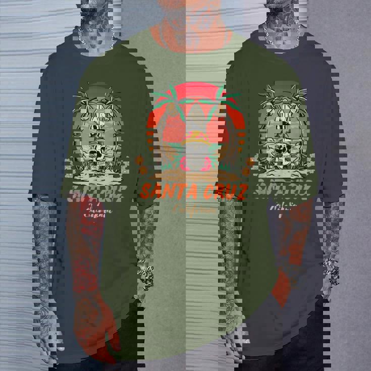 Santa Cruz カリフォルニア ヴィンテージ スケルトン サーファー サンタクルーズ Tシャツ 彼への贈り物