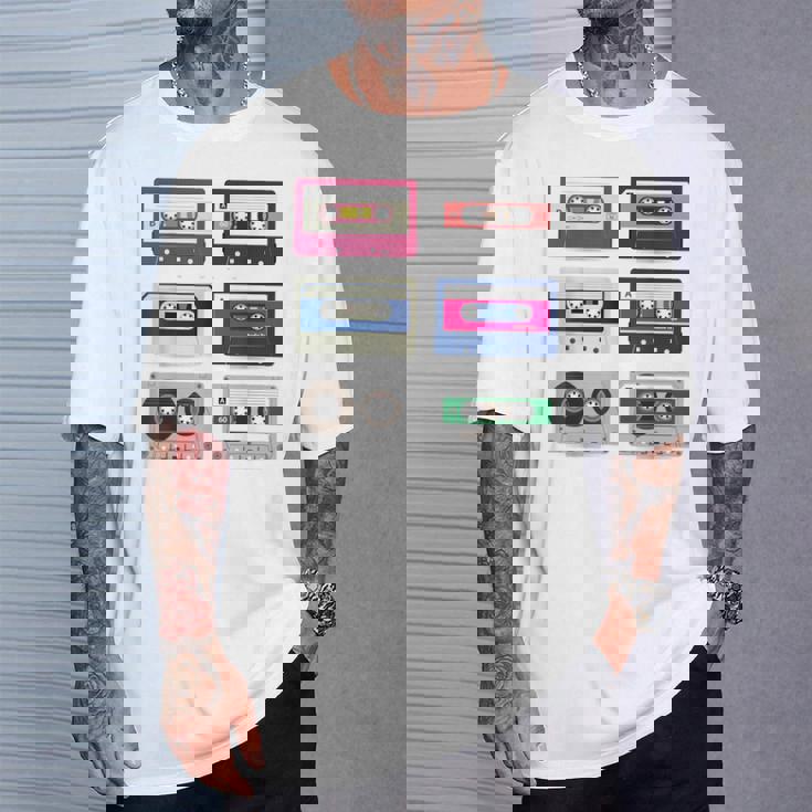 80 年代のロック カセットシャツ男性ヴィンテージ ロック カセット テープ Tシャツ 彼への贈り物