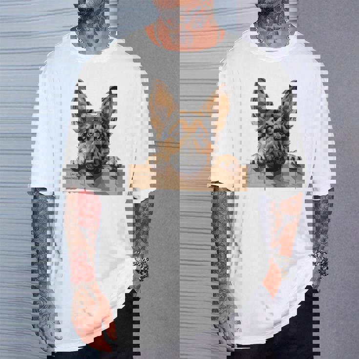 Affectionate Peek ジャーマンシェパードドッグ 長袖tシャツ Tシャツ 彼への贈り物