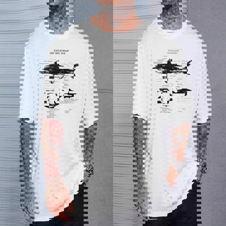 Anatomía Del Gran Tiburón Blanco Camiseta unisex Regalos para él