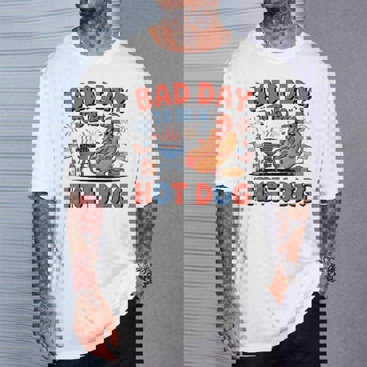 Bad Day To Be A Hotdog Fourth Of July Hot Dog 4Th Of July T-Shirt Gifts for Him