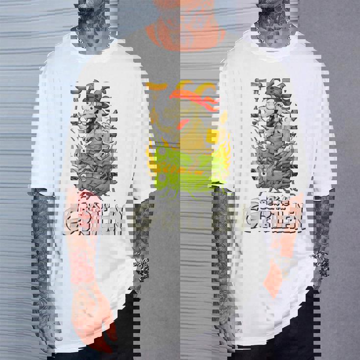 Bock Auf Grillen おもしろバーベキューアクセサリー ヤギ付きバーベキュー Tシャツ 彼への贈り物