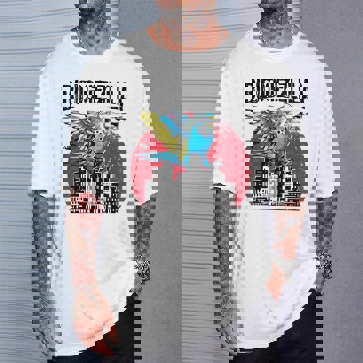 Budgiezilla 面白いインコ セキセイインコ セキセイインコ セキセイインコ 鳥好き Tシャツ 彼への贈り物