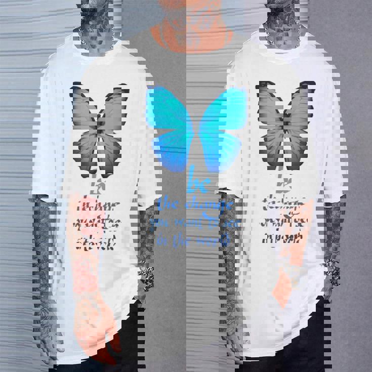 Be The Change 蝶 Tシャツ 彼への贈り物