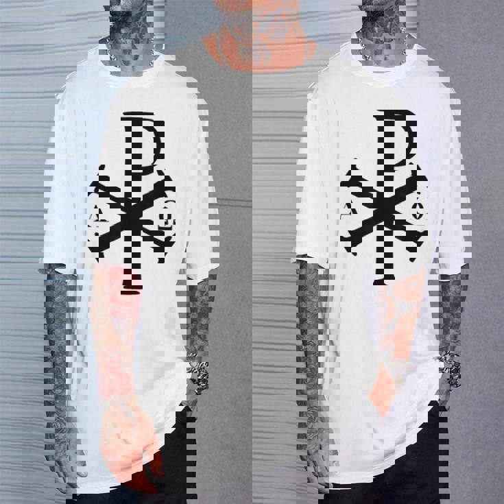 Chi Rho クリスチャン ゴッド アルファ オメガ イエスキリスト キリスト教 Tシャツ 彼への贈り物