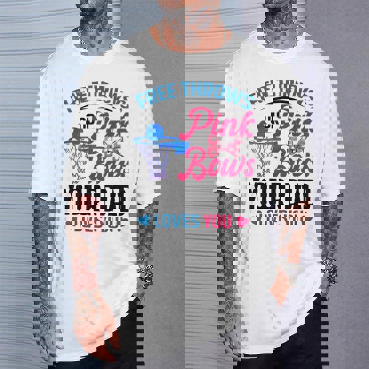 Dad Loves You Free Throw Or Pink Bows 性別発表 Tシャツ 彼への贈り物