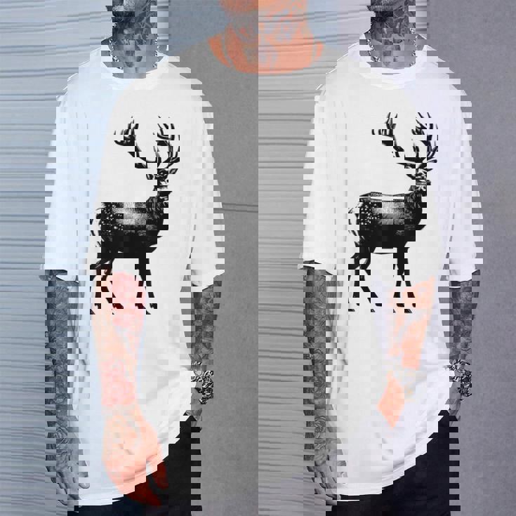 Deer Dad Mom Lover モノクロ 鹿 Tシャツ 彼への贈り物
